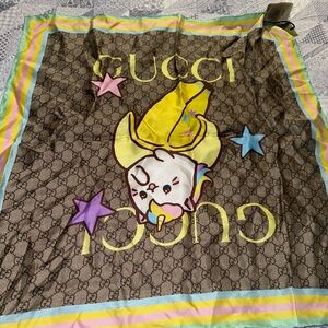Gucci Multicolor Cartoon Graphic Head Scarf